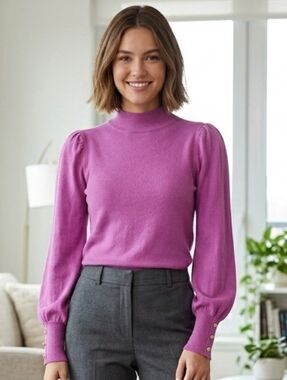 Martha Stewart Purple/Lilac 100% Extra Fine Merino Wool Women's Sweater Size L